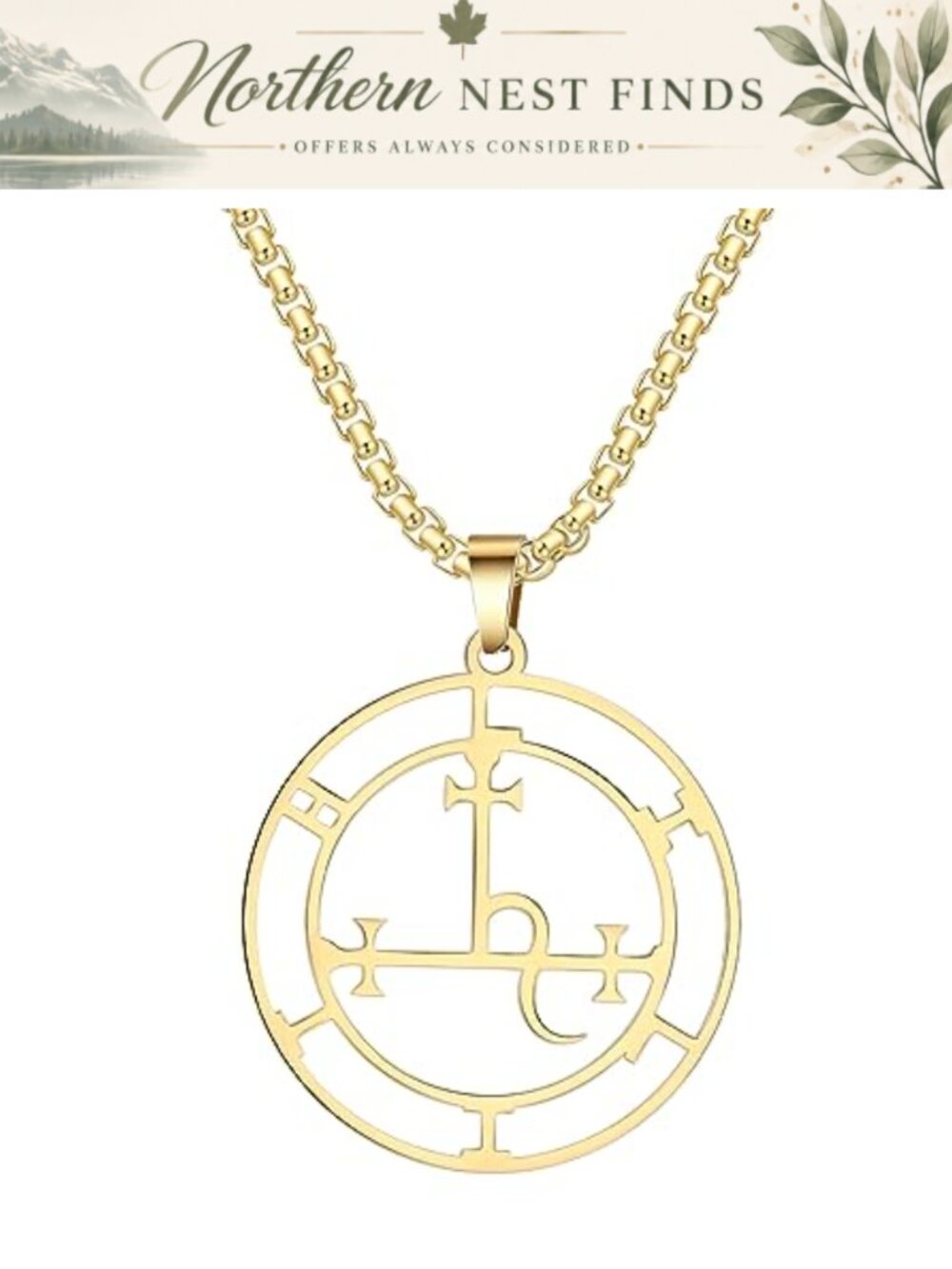 Sigil of Lilith Necklace Stainless Steel Hecate Goddess Pendant Wiccan Jewelry